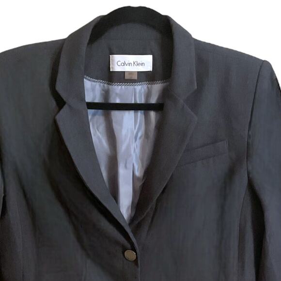 Calvin Klein Women's Jacket Size 12P Grey Modern Two Button Short Pockets - Picture 3 of 10